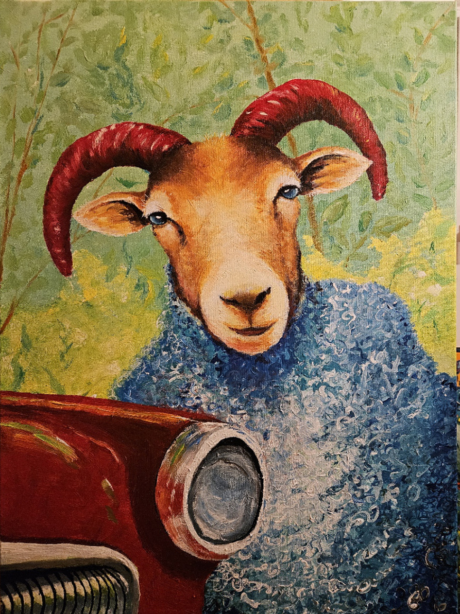 Theresa mit rotem Cabrio